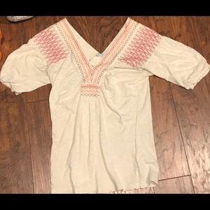 Embroidered deep v shirt